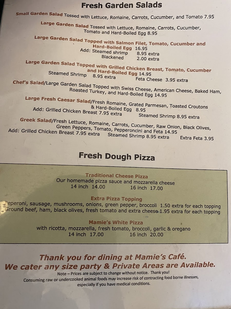 Menu - Mamie's Cafe photo 3